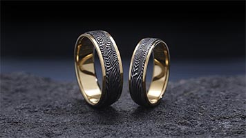 Черно белые обручальные кольца из титана